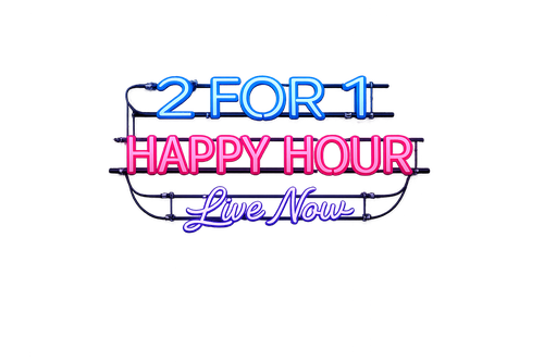 Happy Hour Live Now neon sign